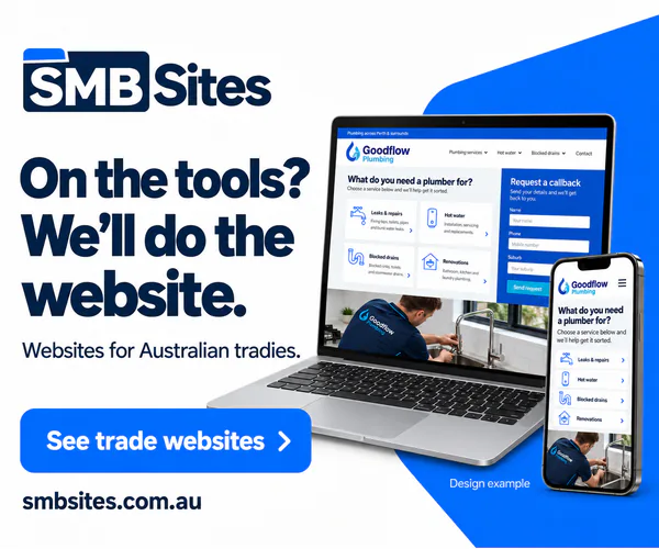 SMB Sites: On the tools? We’ll do the website. Websites for Australian tradies. See trade websites.